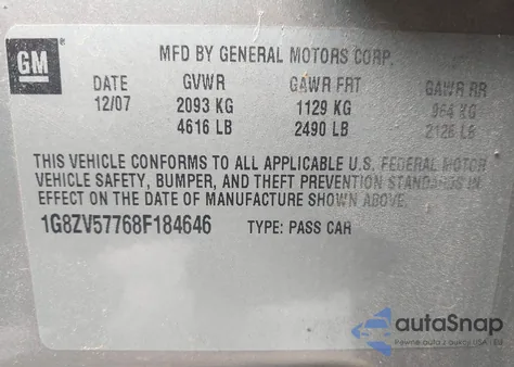 2008 Saturn Aura Xr from USA, damaged, VIN 1G8ZV57768F184646